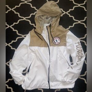 Aeropostale White and Tan Hooded Jacket